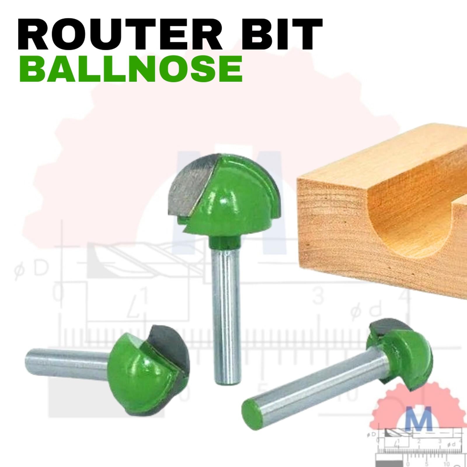Ball Nose Router Bit Shank 6mm