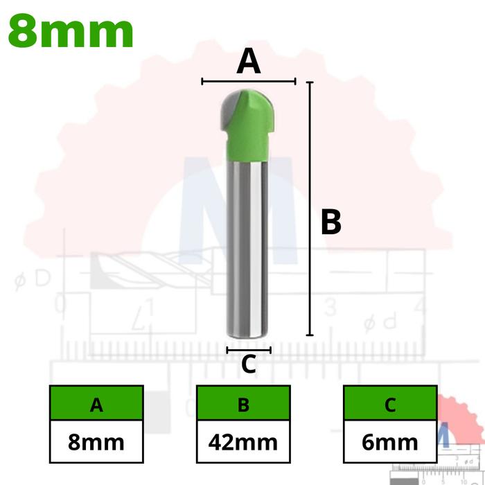 Ball Nose Router Bit Shank 6mm