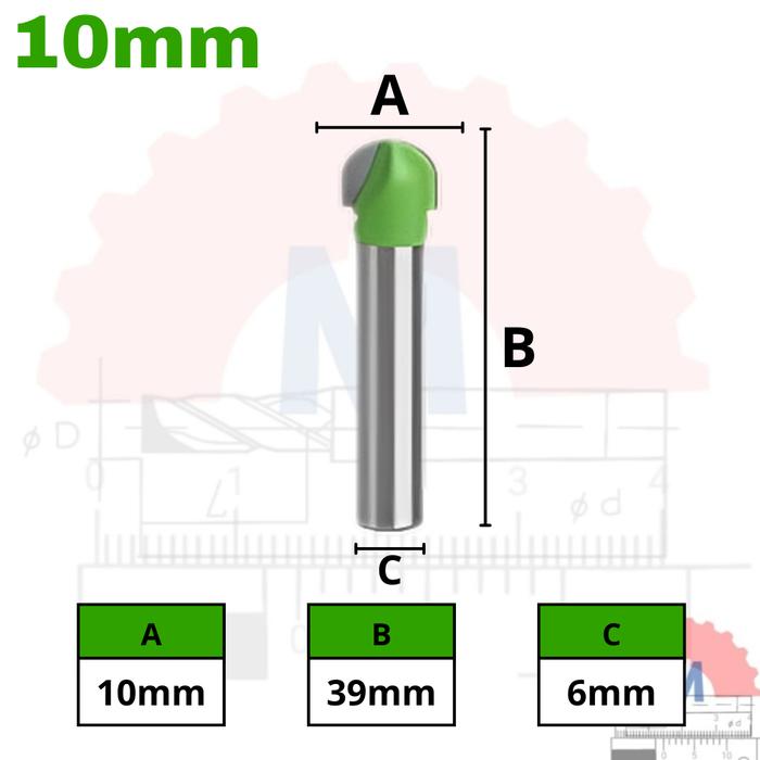 Ball Nose Router Bit Shank 6mm