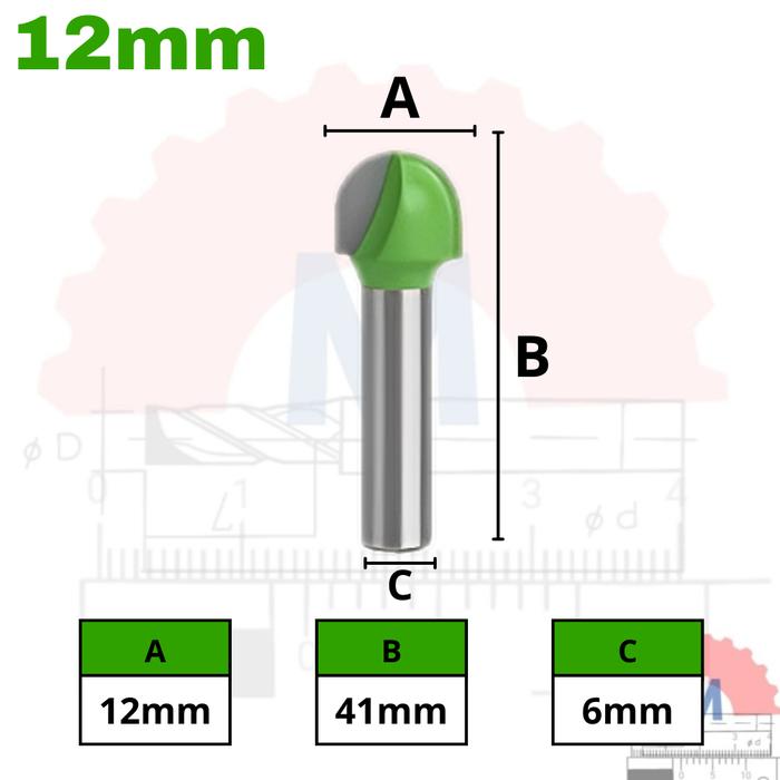 Ball Nose Router Bit Shank 6mm