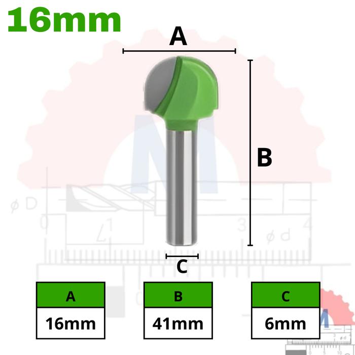 Ball Nose Router Bit Shank 6mm
