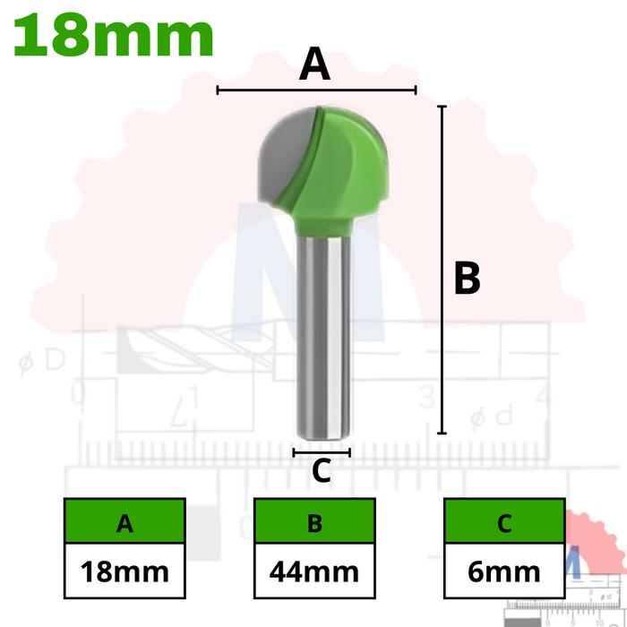 Ball Nose Router Bit Shank 6mm