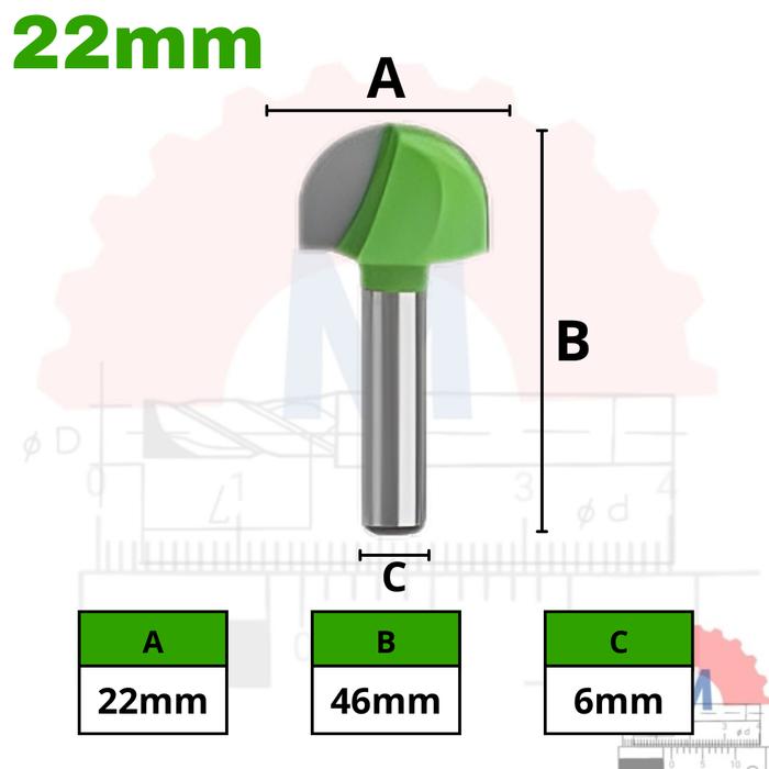 Ball Nose Router Bit Shank 6mm