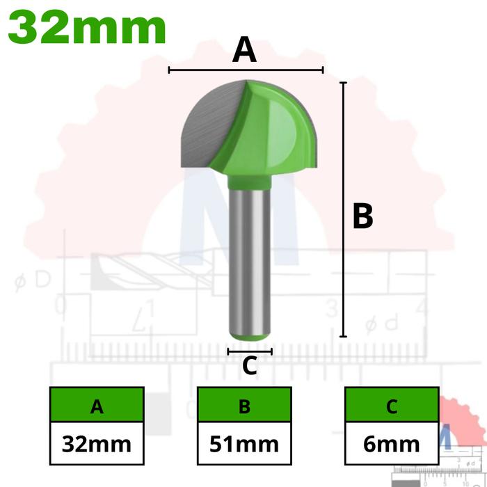 Ball Nose Router Bit Shank 6mm