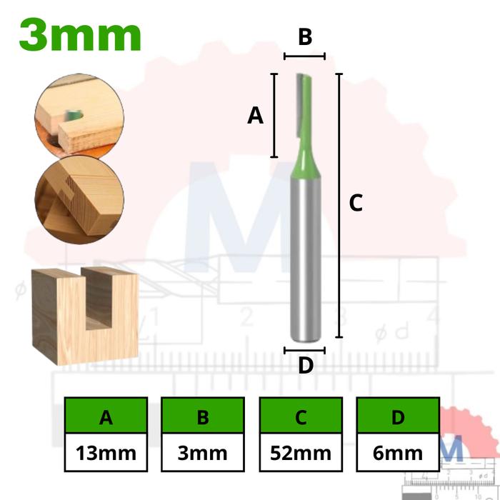 Mata Router Kayu Straight Bit Mata Profil Lurus Shank 6mm