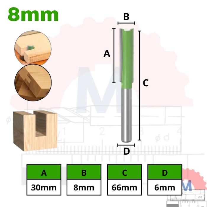 Mata Router Kayu Straight Bit Mata Profil Lurus Shank 6mm