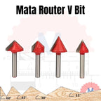 Mata Router V Bit 3D Carbide untuk Kayu Shank 6mm V Groove