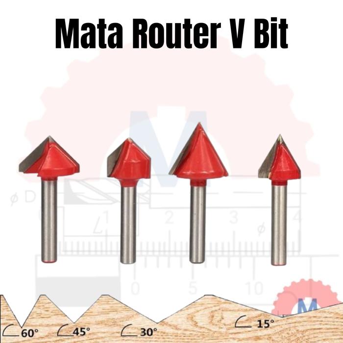 Mata Router V Bit 3D Carbide untuk Kayu Shank 6mm V Groove