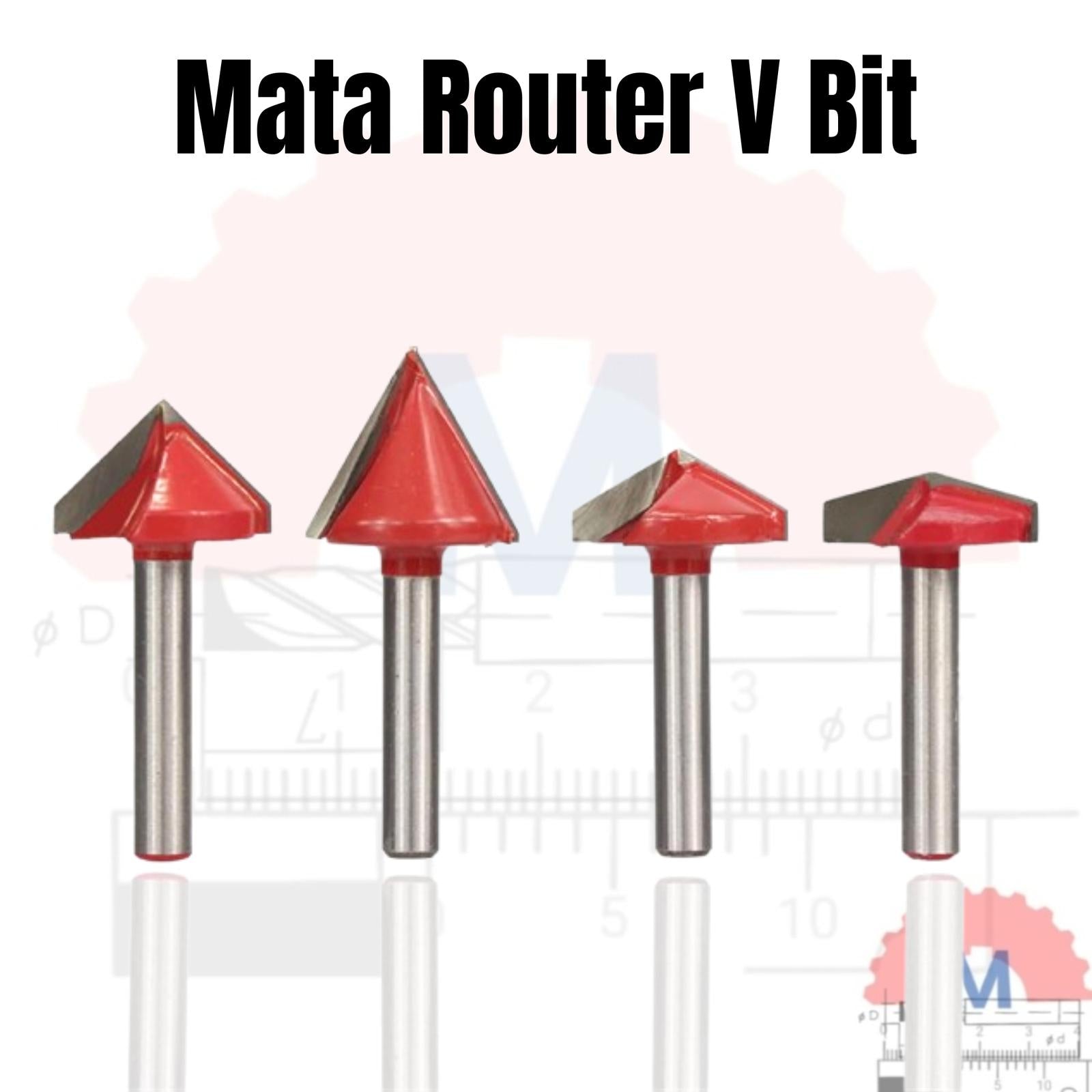 Mata Router V Bit 3D Carbide untuk Kayu Shank 6mm V Groove