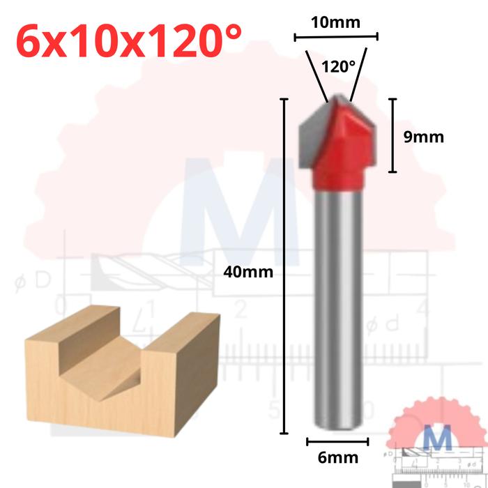 Mata Router V Bit 3D Carbide untuk Kayu Shank 6mm V Groove