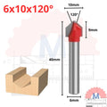 Mata Router V Bit 3D Carbide untuk Kayu Shank 6mm V Groove