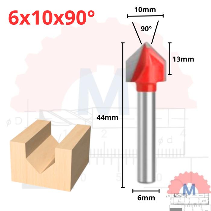 Mata Router V Bit 3D Carbide untuk Kayu Shank 6mm V Groove