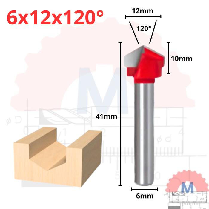 Mata Router V Bit 3D Carbide untuk Kayu Shank 6mm V Groove