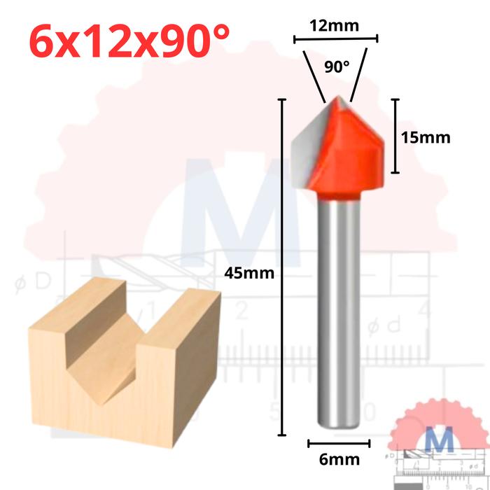 Mata Router V Bit 3D Carbide untuk Kayu Shank 6mm V Groove