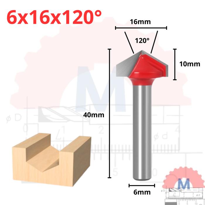 Mata Router V Bit 3D Carbide untuk Kayu Shank 6mm V Groove