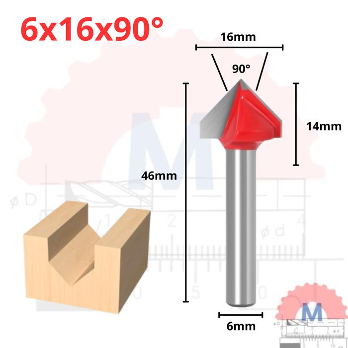 Mata Router V Bit 3D Carbide untuk Kayu Shank 6mm V Groove