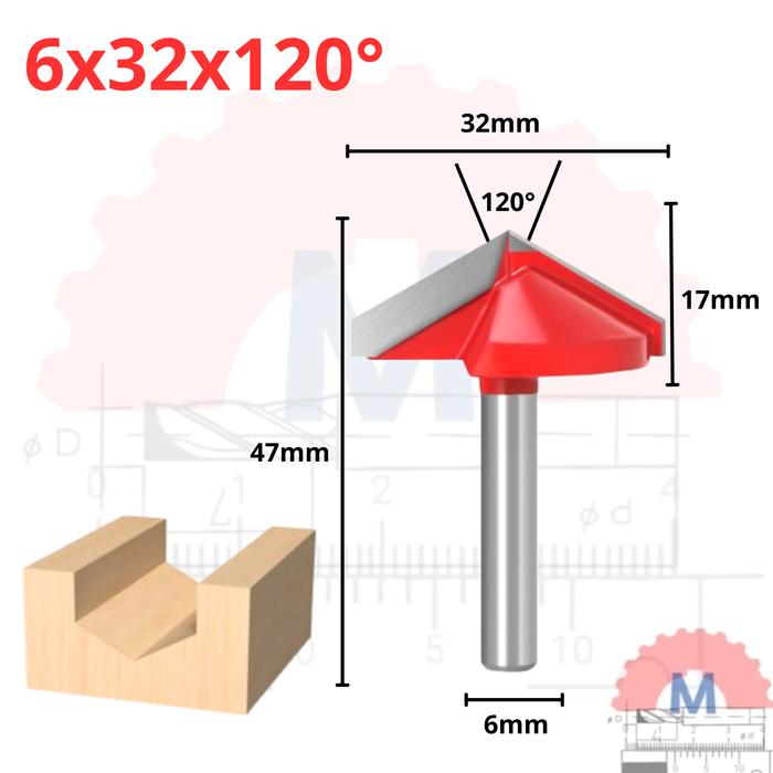 Mata Router V Bit 3D Carbide untuk Kayu Shank 6mm V Groove