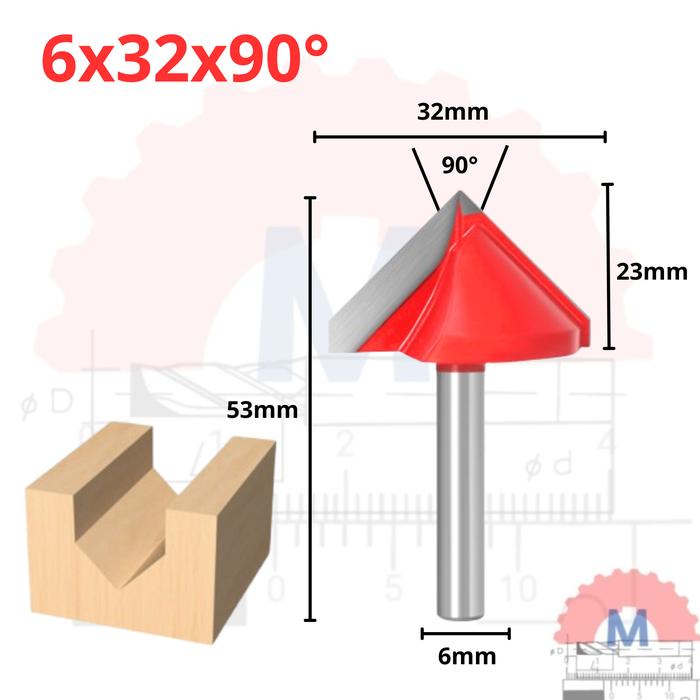 Mata Router V Bit 3D Carbide untuk Kayu Shank 6mm V Groove