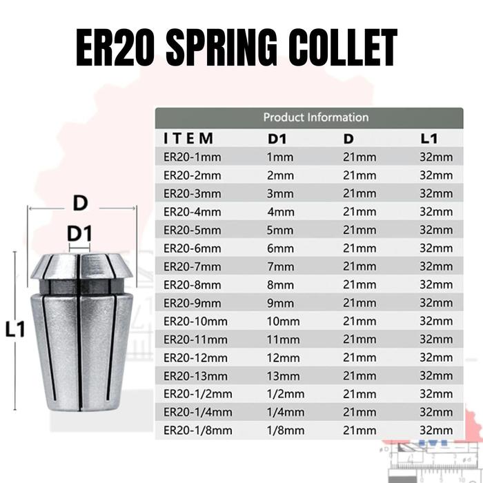 Adapter Collet Chuck ER20 Spring Collet CNC ER20