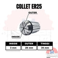 Adapter Collet Chuck ER25 Spring Collet CNC ER25