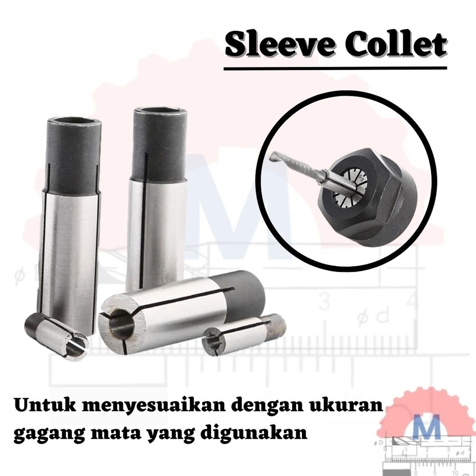 Adapter Collet Sleeve Collet Lurus untuk Trimmer Router CNC