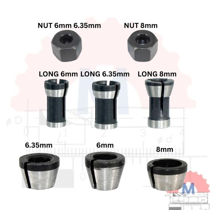 Adapter Collet Chuck Router Trimmer 6mm 6.35mm 8mm