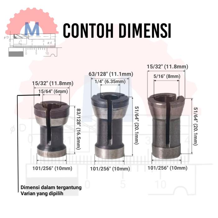 Adapter Collet Chuck Router Trimmer 6mm 6.35mm 8mm