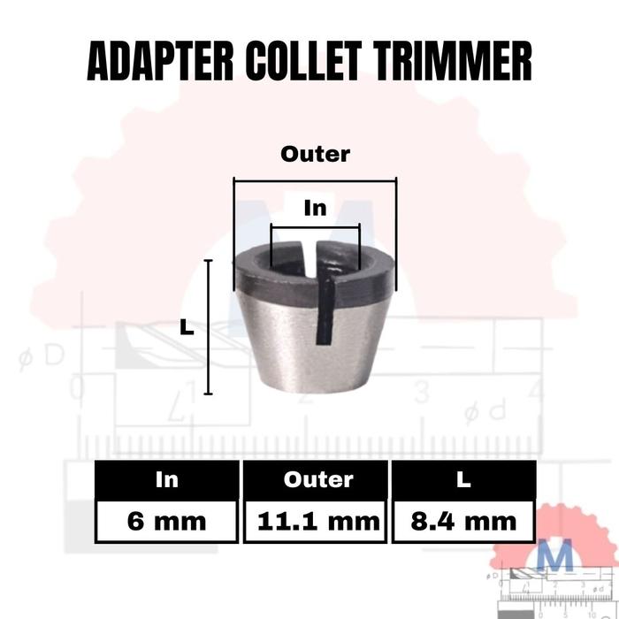 Adapter Collet Chuck Router Trimmer 6mm 6.35mm 8mm