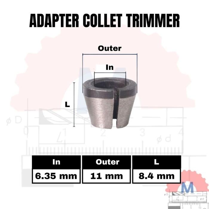 Adapter Collet Chuck Router Trimmer 6mm 6.35mm 8mm
