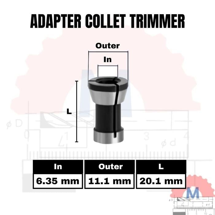 Adapter Collet Chuck Router Trimmer 6mm 6.35mm 8mm