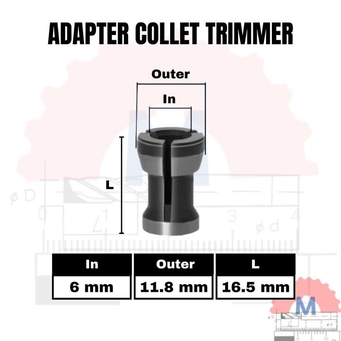 Adapter Collet Chuck Router Trimmer 6mm 6.35mm 8mm