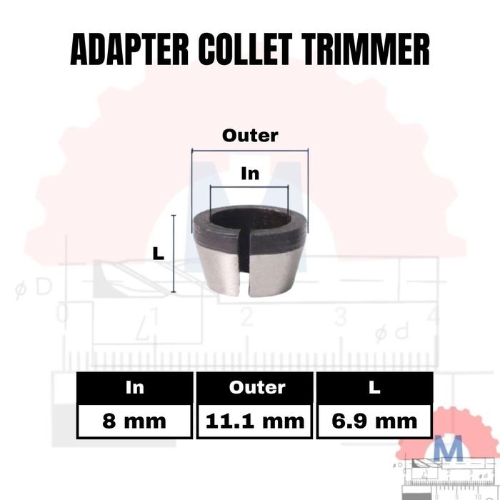 Adapter Collet Chuck Router Trimmer 6mm 6.35mm 8mm