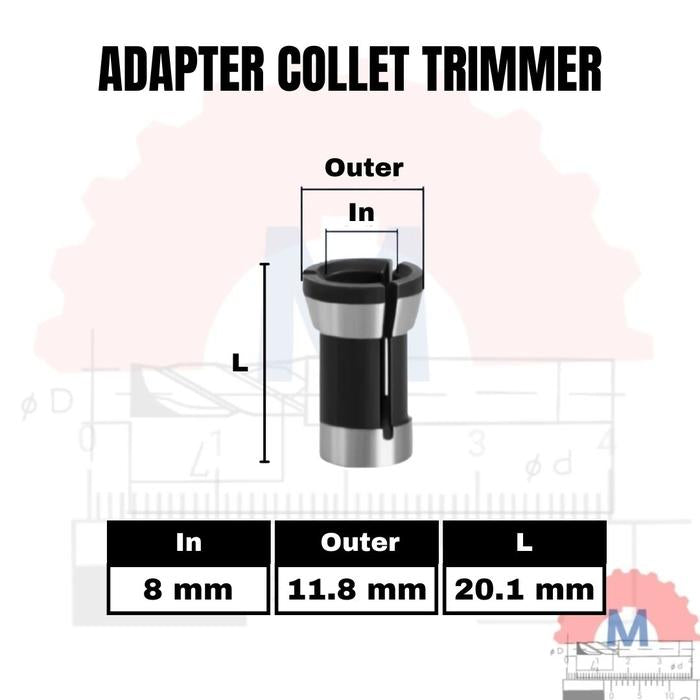 Adapter Collet Chuck Router Trimmer 6mm 6.35mm 8mm