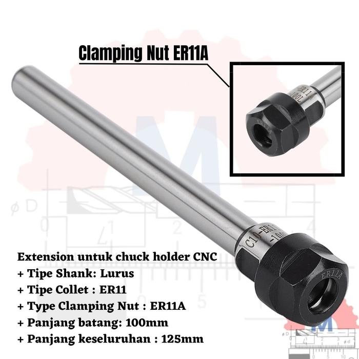 Arbor Collet ER11 Extension Rod Chuck Holder C10 ER11A 100L