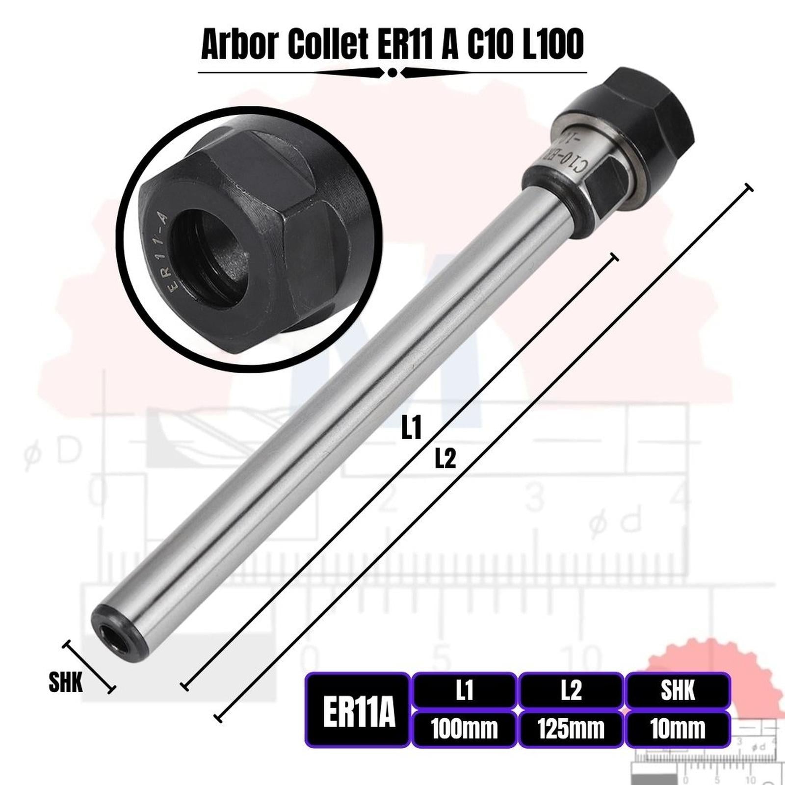 Arbor Collet ER11 Extension Rod Chuck Holder C10 ER11A 100L