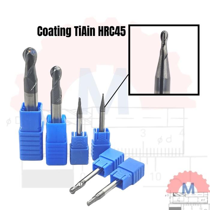 Ball Nose Endmill Carbide HRC45 Diameter 1mm – 16mm 2F