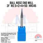 Ball Nose Endmill Carbide HRC45 Diameter 1mm – 16mm 2F