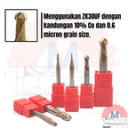 Ball Nose Endmill Carbide HRC55 Diameter 0.3mm – 16mm 2F