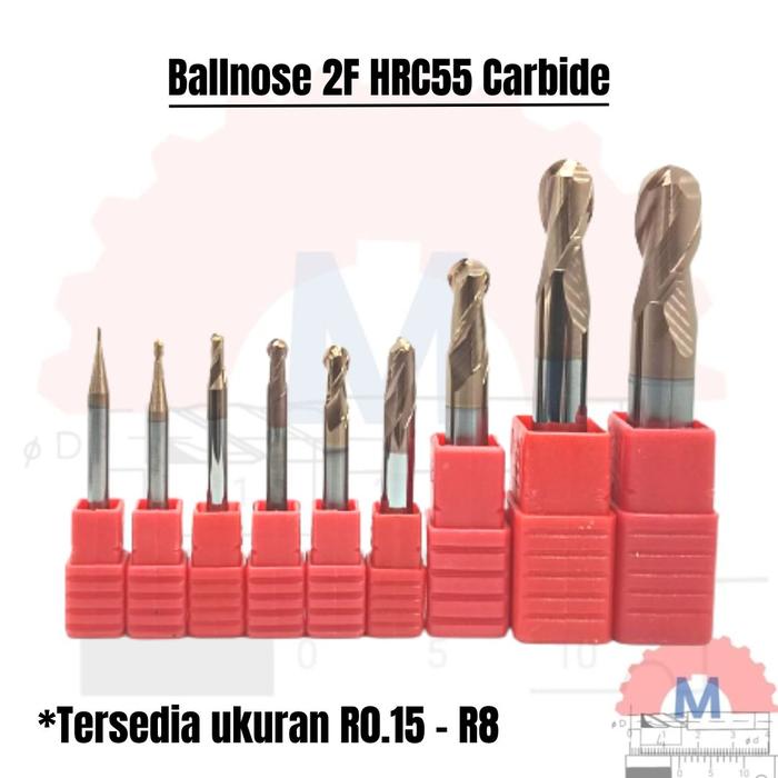 Ball Nose Endmill Carbide HRC55 Diameter 0.3mm – 16mm 2F