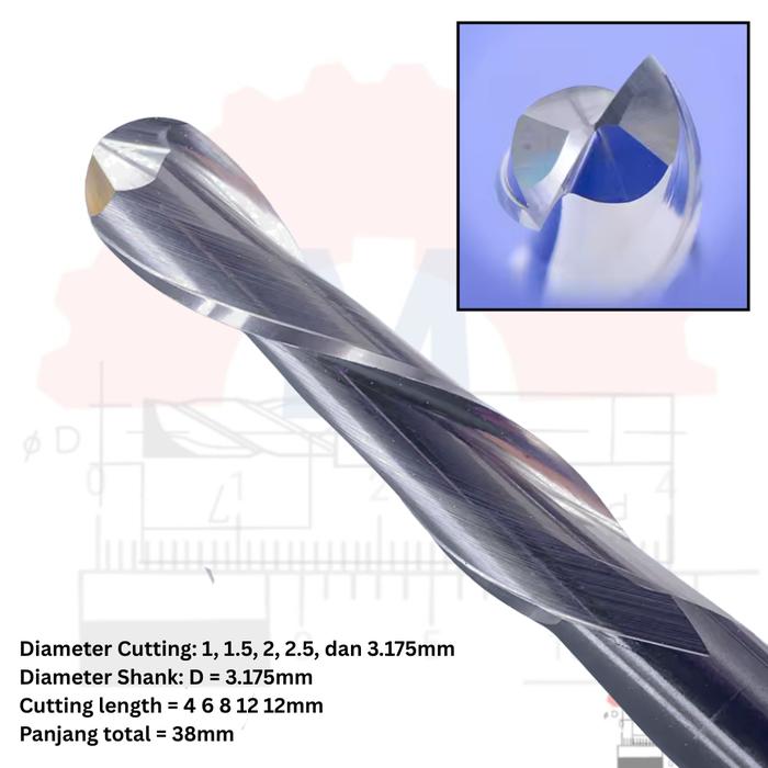 Ball Nose CNC Engraving Router Bit Shank 3.175mm