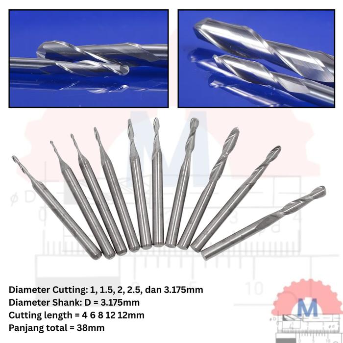 Ball Nose CNC Engraving Router Bit Shank 3.175mm