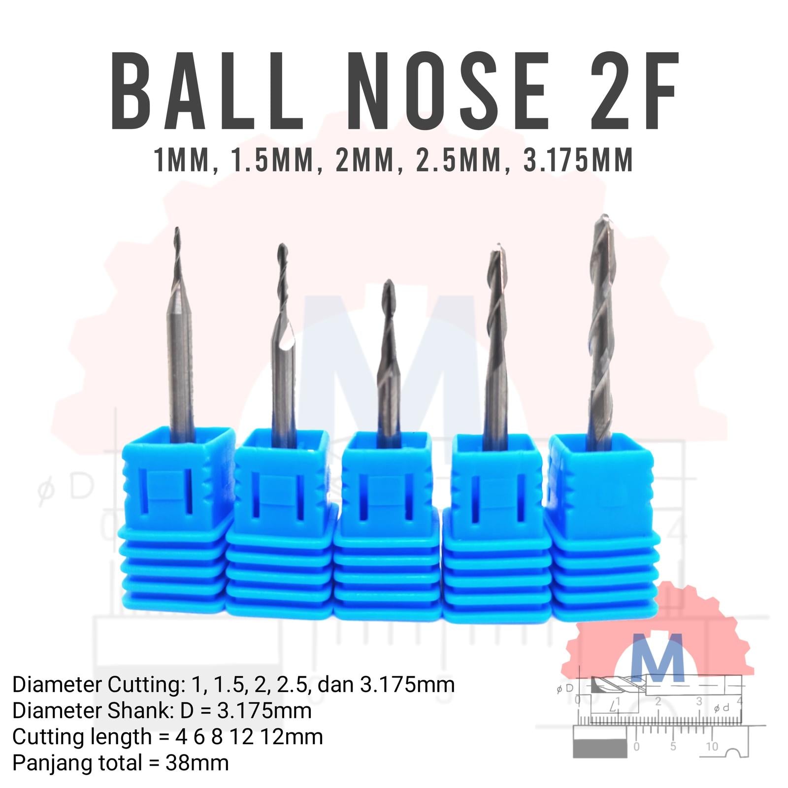 Ball Nose CNC Engraving Router Bit Shank 3.175mm