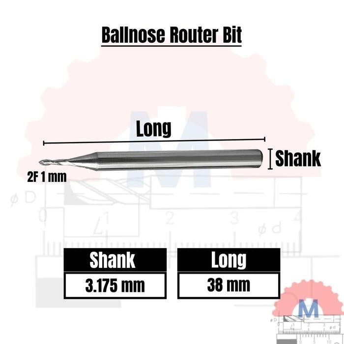 Ball Nose CNC Engraving Router Bit Shank 3.175mm