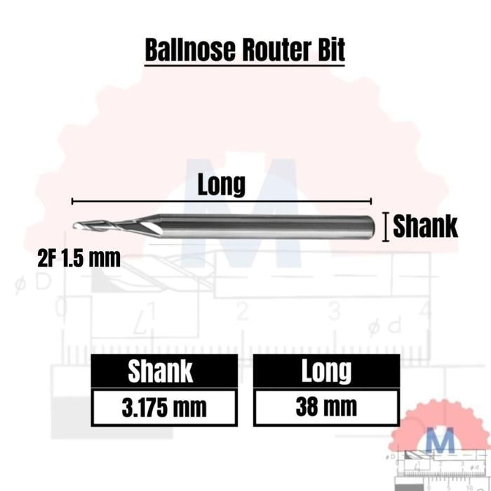 Ball Nose CNC Engraving Router Bit Shank 3.175mm