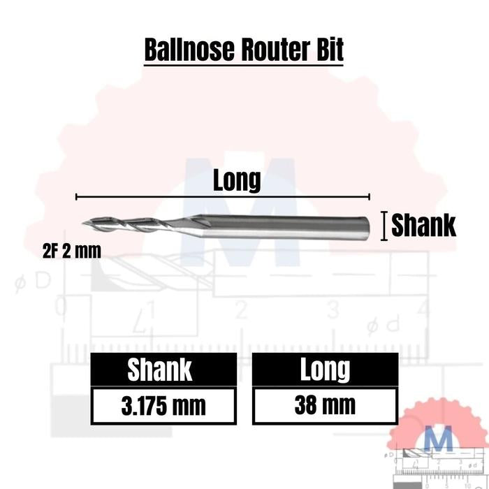 Ball Nose CNC Engraving Router Bit Shank 3.175mm