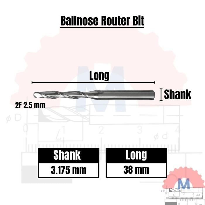 Ball Nose CNC Engraving Router Bit Shank 3.175mm
