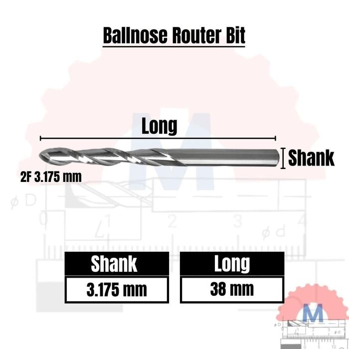 Ball Nose CNC Engraving Router Bit Shank 3.175mm