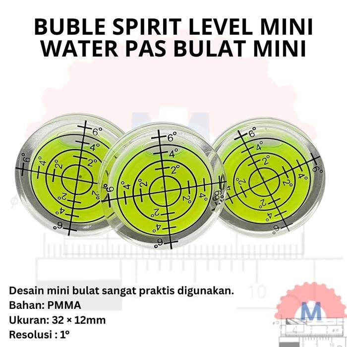 Waterpas Bulat Mini 32mm Bubble Spirit Level Resolution 1°
