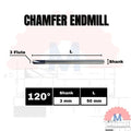 Chamfer End Mill 120° 3F V Endmill D3 – D12