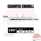 Chamfer End Mill 120° 3F V Endmill D3 – D12